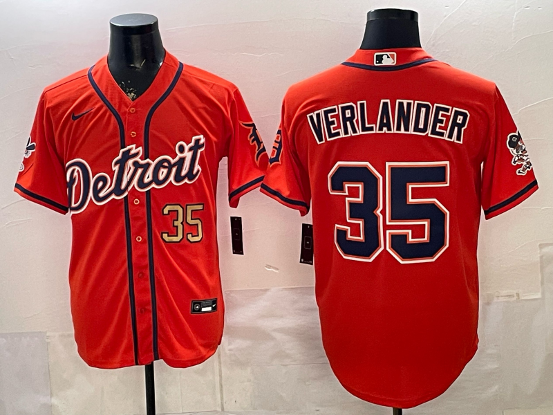 Men Detroit Tigers #35 Verlander orange Game Nike MLB Jersey0321001->detroit tigers->MLB Jersey